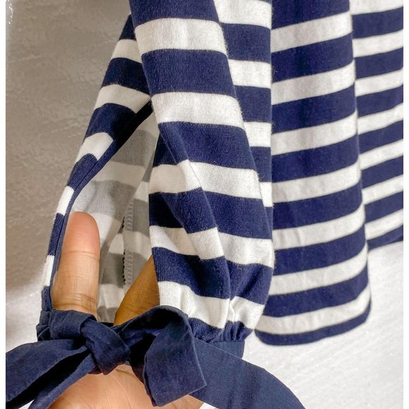 J. CREW Off the Shoulder Shirt Stripes Tie Sleeves - Picture 3 of 9